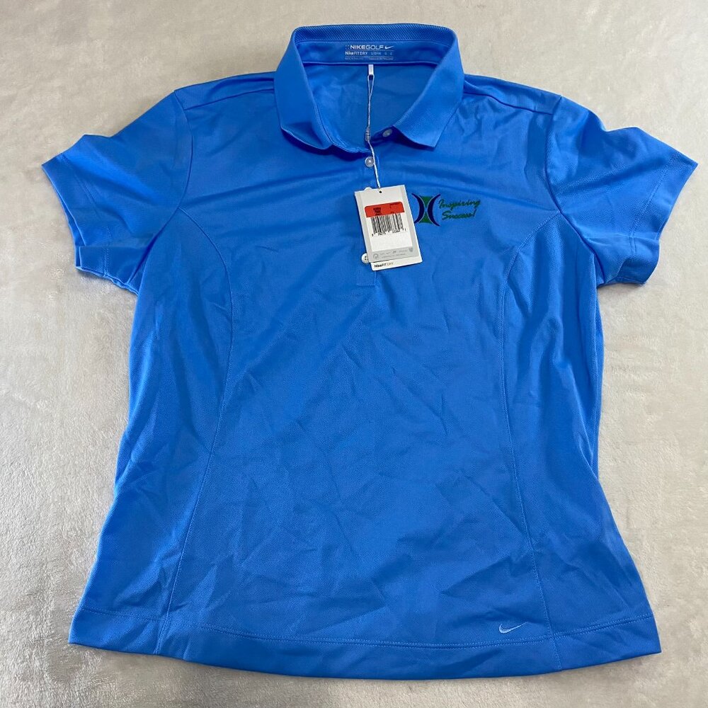 NWT Nike Baby Blue Golf Shirt Polo Dri Fit Short Sleeve Womens Large (12-14)
